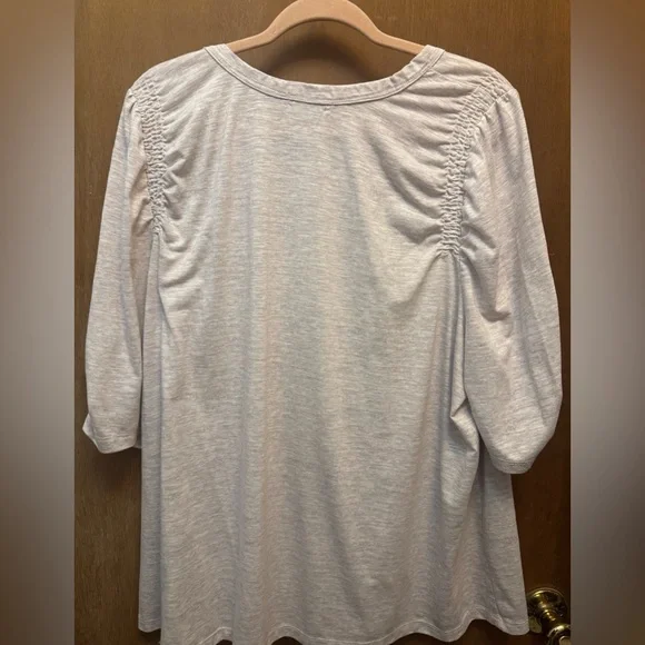 Democracy Women’s Elbow Length Puff Sleeve Ruched Top Tee Set of 3 - Picture 10 of 12